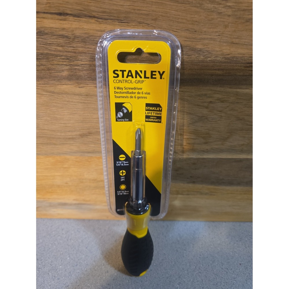 Stanley 6 way screwdriver: 2 slot-head; 2 Phillips; 2 nut drivers, 68-012 - NEW